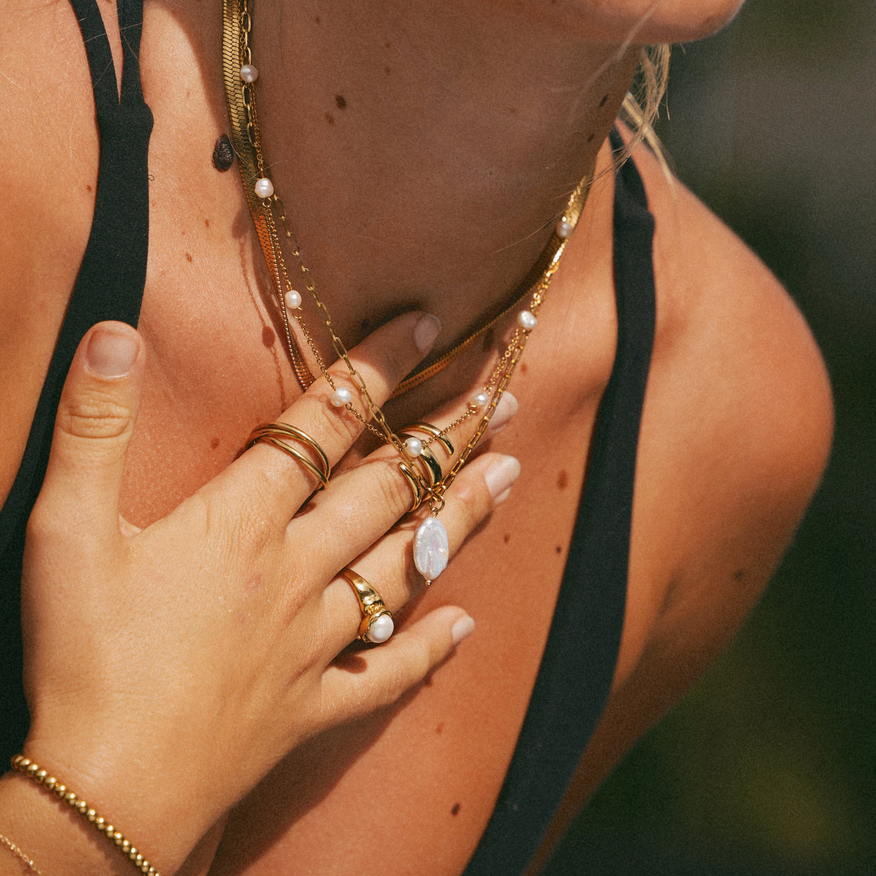 Hanalei Pearl Coin Paperclip Necklace (Bundle)