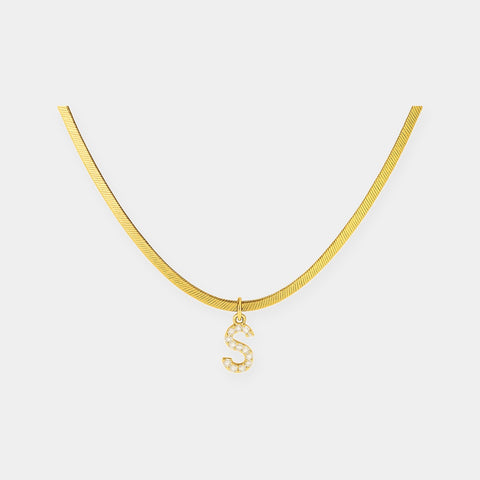 Melly® Diamond Initial Herringbone Necklace