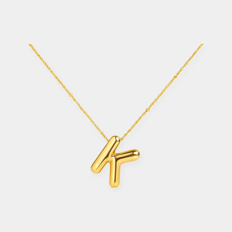 Bubble Letter Initial Necklace
