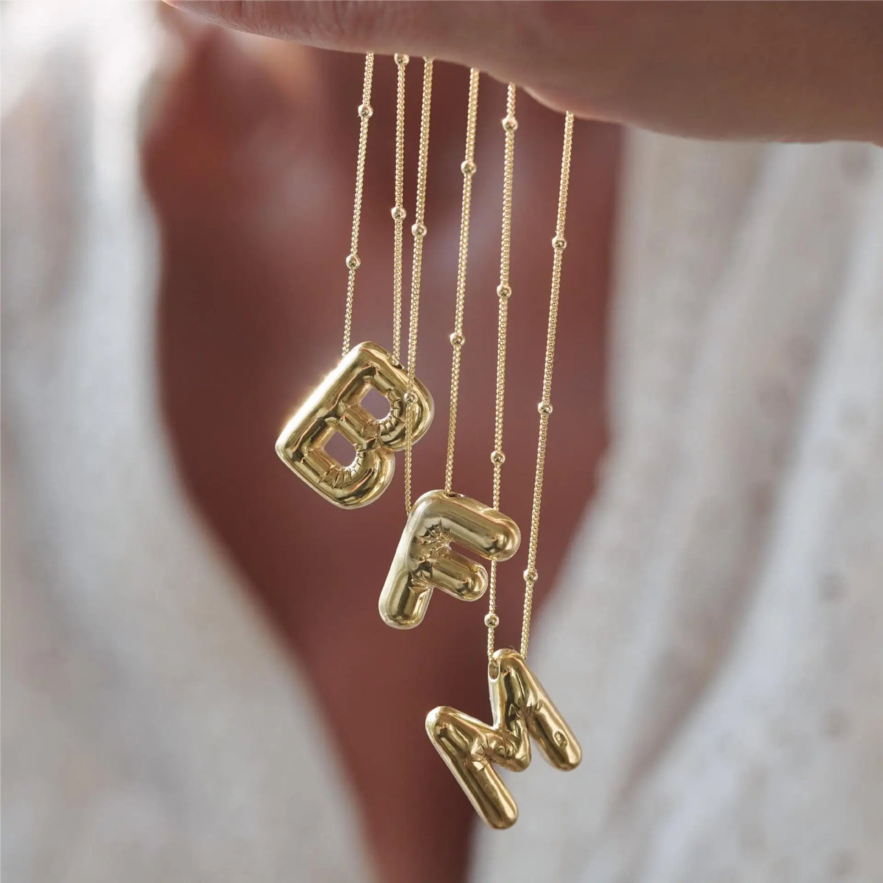 Bubble Letter Initial Necklace
