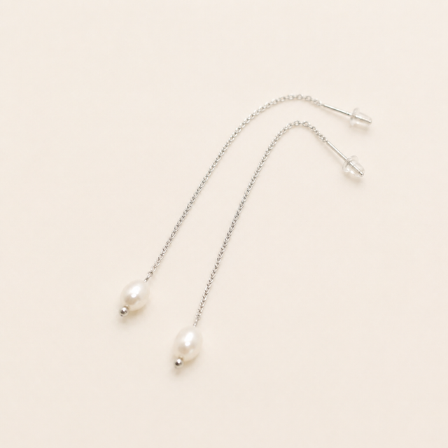 Silk Pearl Threader Earrings
