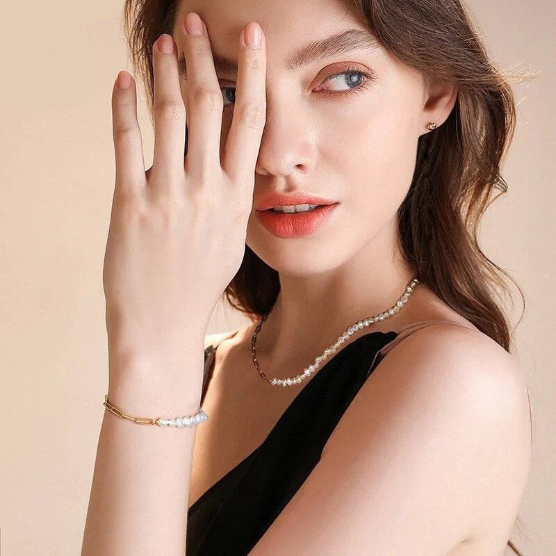 Rhoni Paper Clip Pearl Bracelet (Bundle)