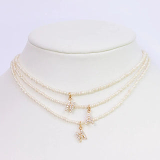 Shelly Crystal Pearl Initial Choker