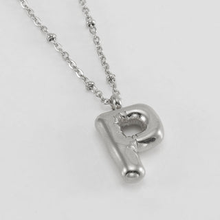 Bubble Letter Initial Necklace