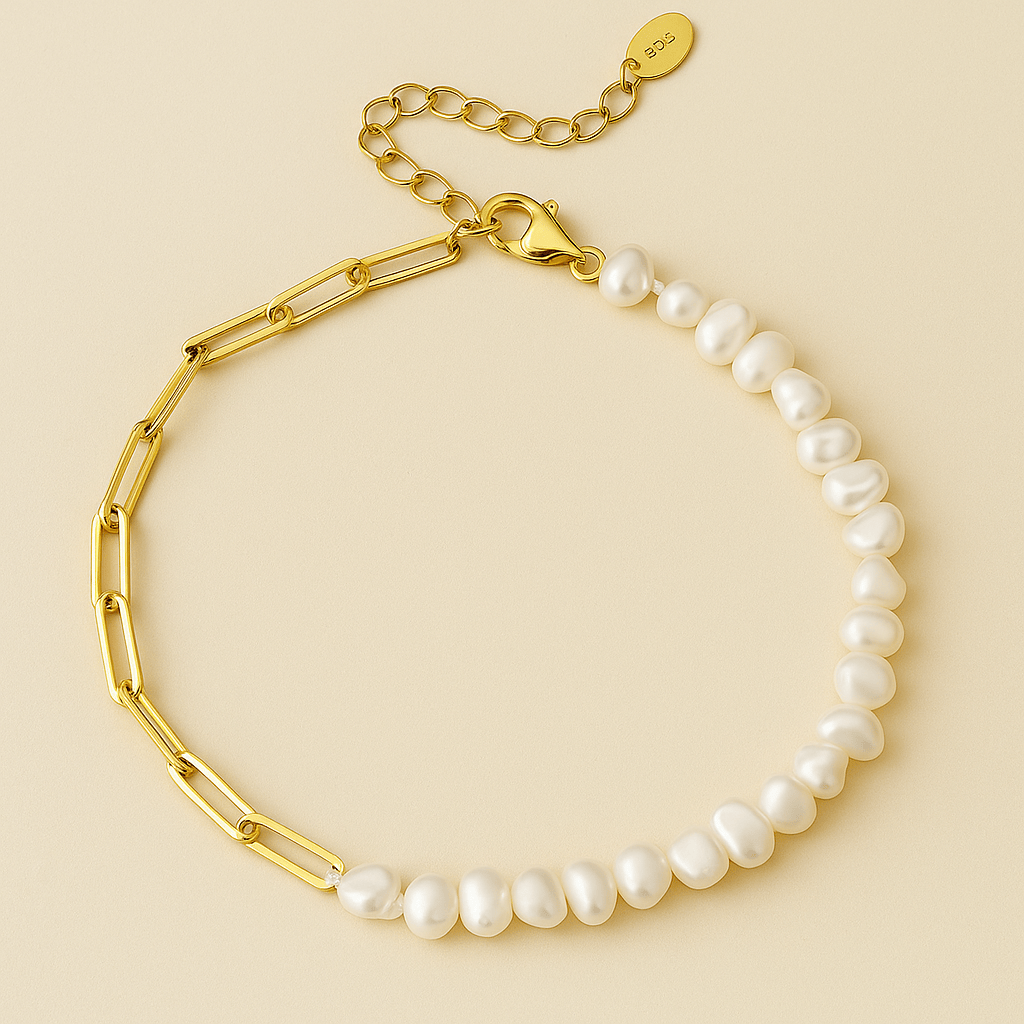 Rhoni Paper Clip Pearl Bracelet (Bundle)