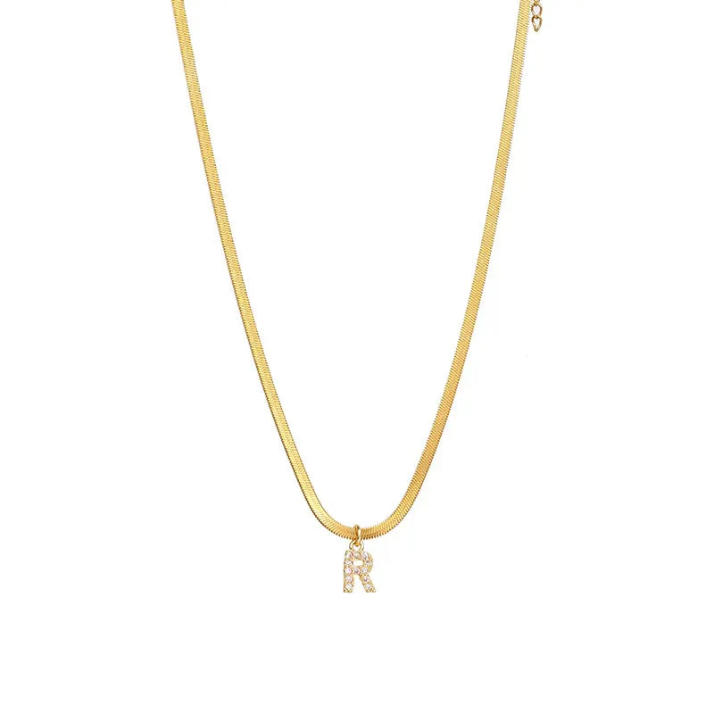 Melly® Diamond Initial Herringbone Necklace (Bundle)