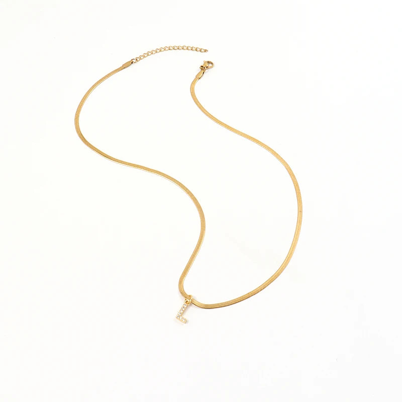 Melly® Diamond Initial Herringbone Necklace
