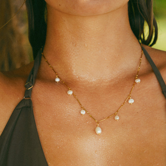 Santorini Pearl Necklace worn