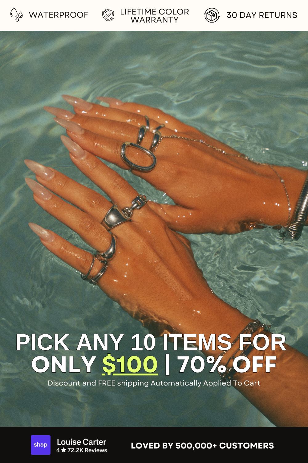 10 for $100 Waterproof Jewelry Bundle