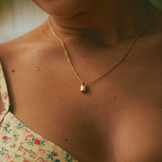 Ellie® Initial Love Lock 18k Gold Necklace